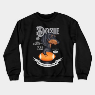 Black and tan Dachshund holding football Crewneck Sweatshirt